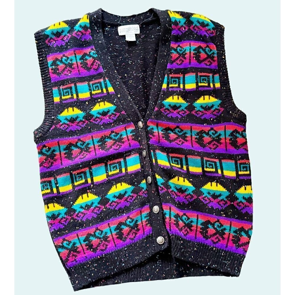 Vintage JUSTINE TODD Southwest Inspired Sweater Vest 80s 90s  Size Large